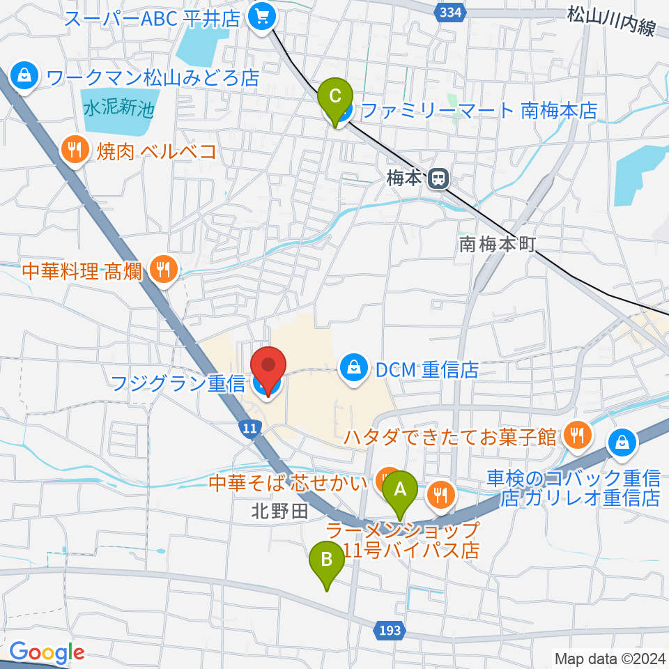 シネマサンシャイン重信周辺のコンビニエンスストア一覧地図