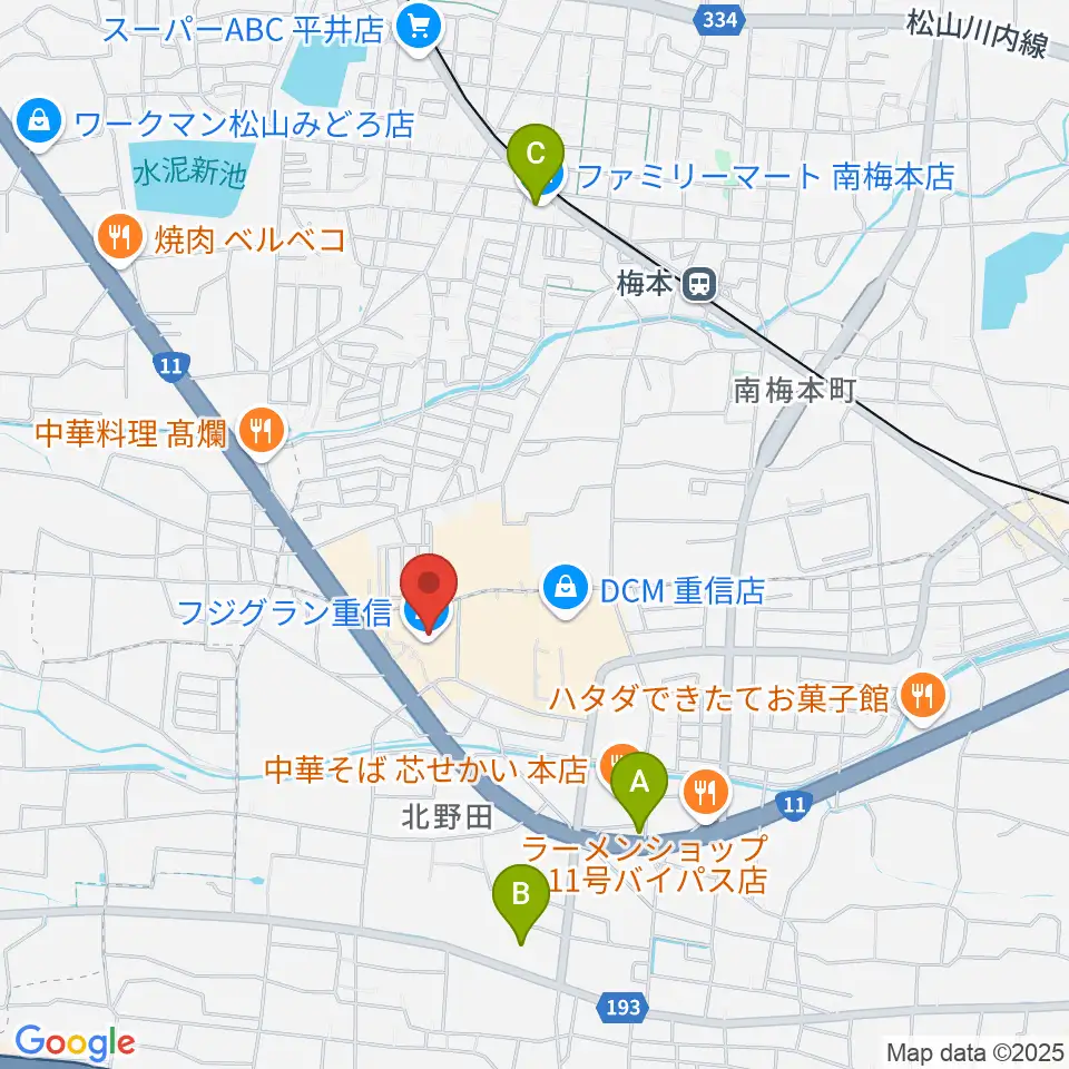 シネマサンシャイン重信周辺のコンビニエンスストア一覧地図