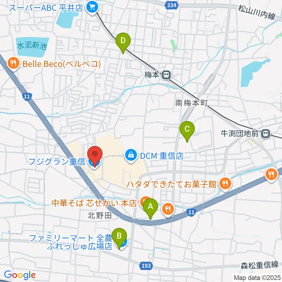 シネマサンシャイン重信周辺のコンビニエンスストア一覧地図