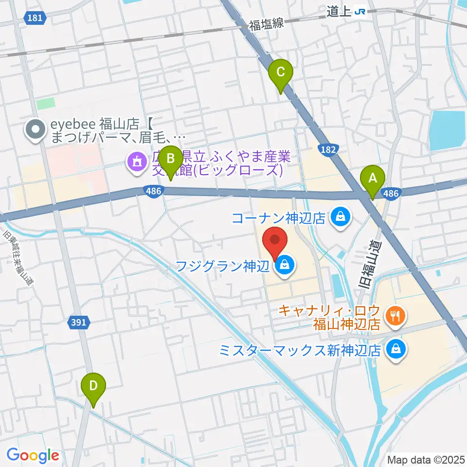 福山エーガル8シネマズ周辺のコンビニエンスストア一覧地図