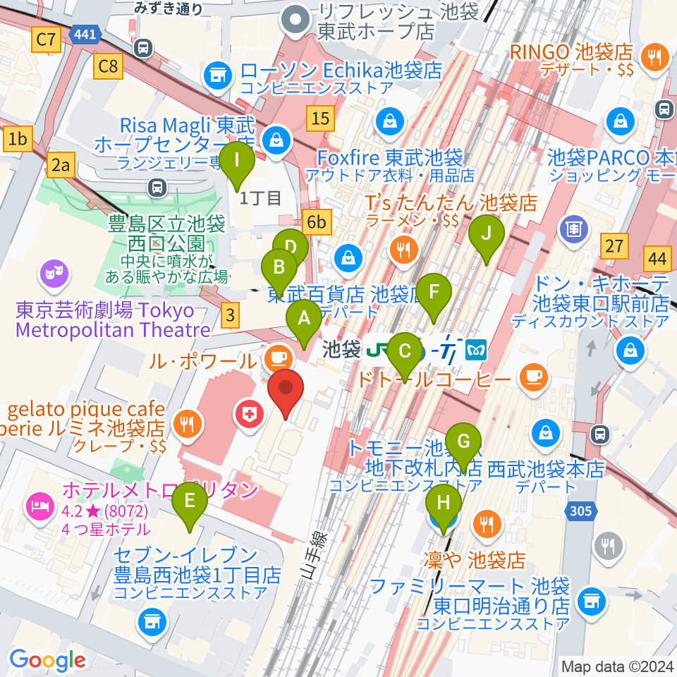 シネ・リーブル池袋周辺のコンビニエンスストア一覧地図