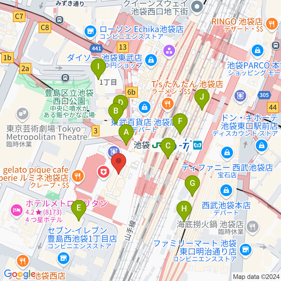 シネ・リーブル池袋周辺のコンビニエンスストア一覧地図