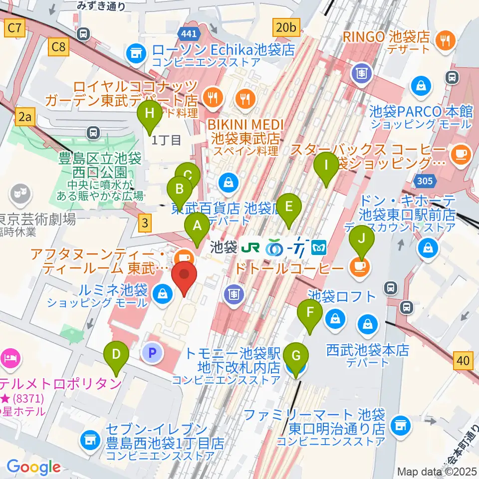 シネ・リーブル池袋周辺のコンビニエンスストア一覧地図