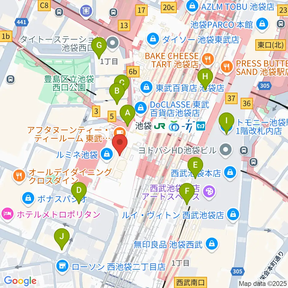 シネ・リーブル池袋周辺のコンビニエンスストア一覧地図