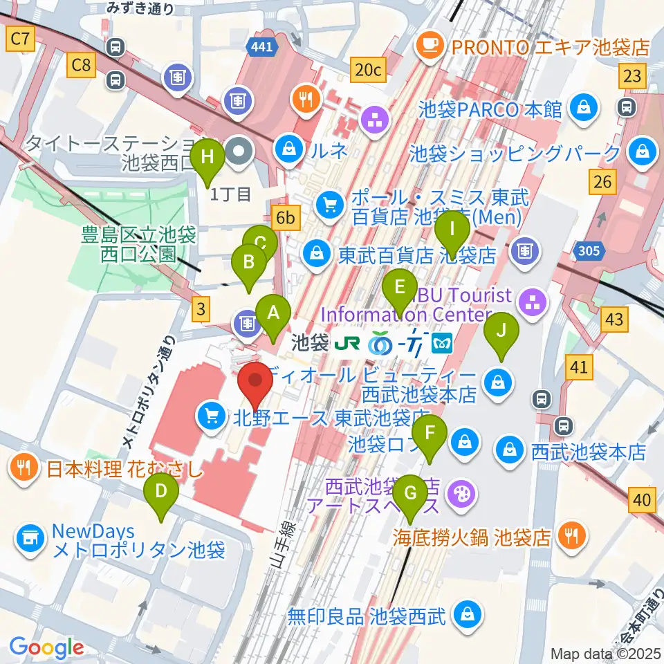 シネ・リーブル池袋周辺のコンビニエンスストア一覧地図