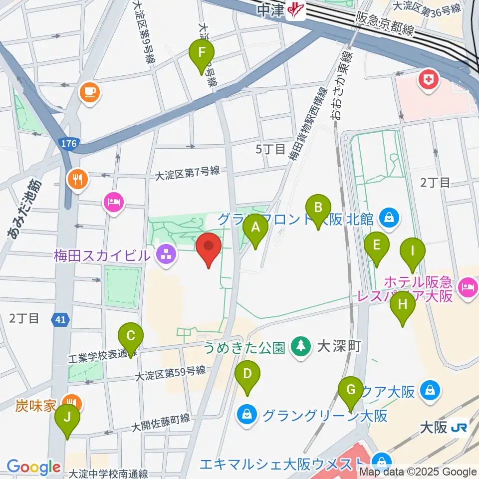テアトル梅田周辺のコンビニエンスストア一覧地図