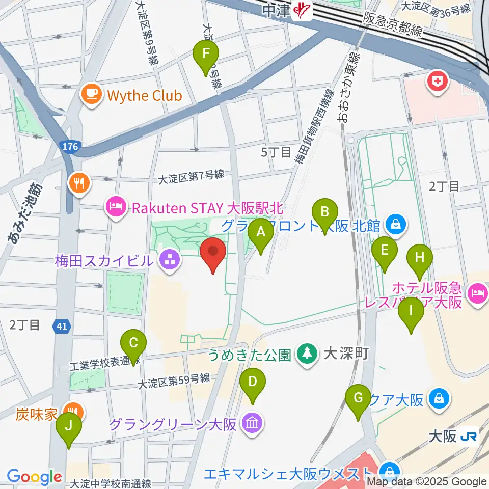 テアトル梅田周辺のコンビニエンスストア一覧地図
