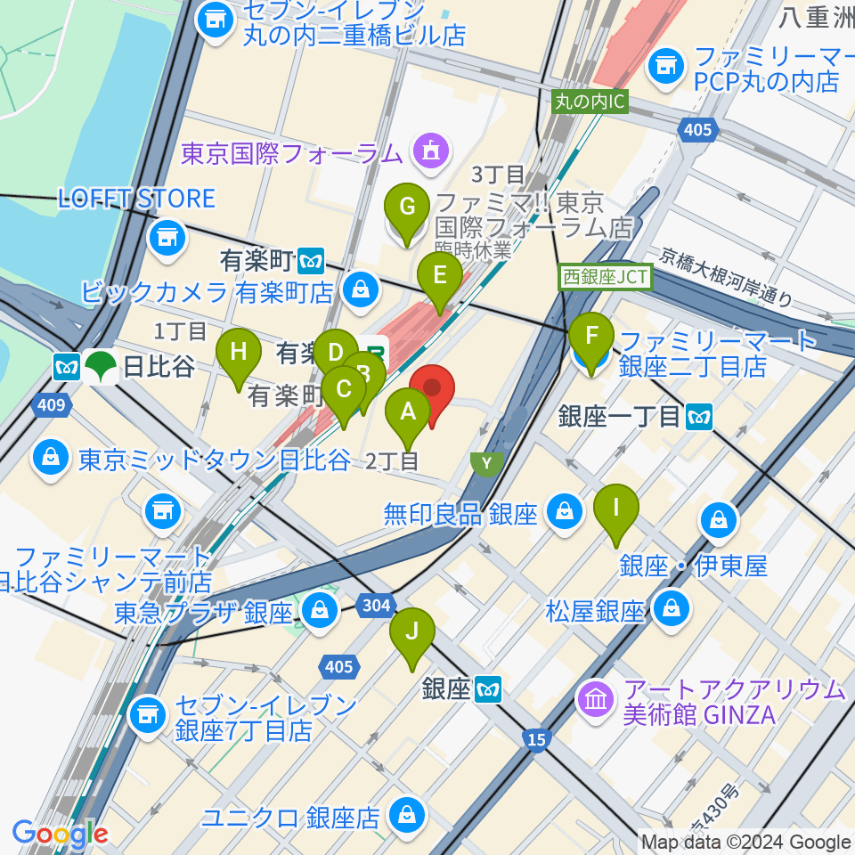 ヒューマントラストシネマ有楽町周辺のコンビニエンスストア一覧地図