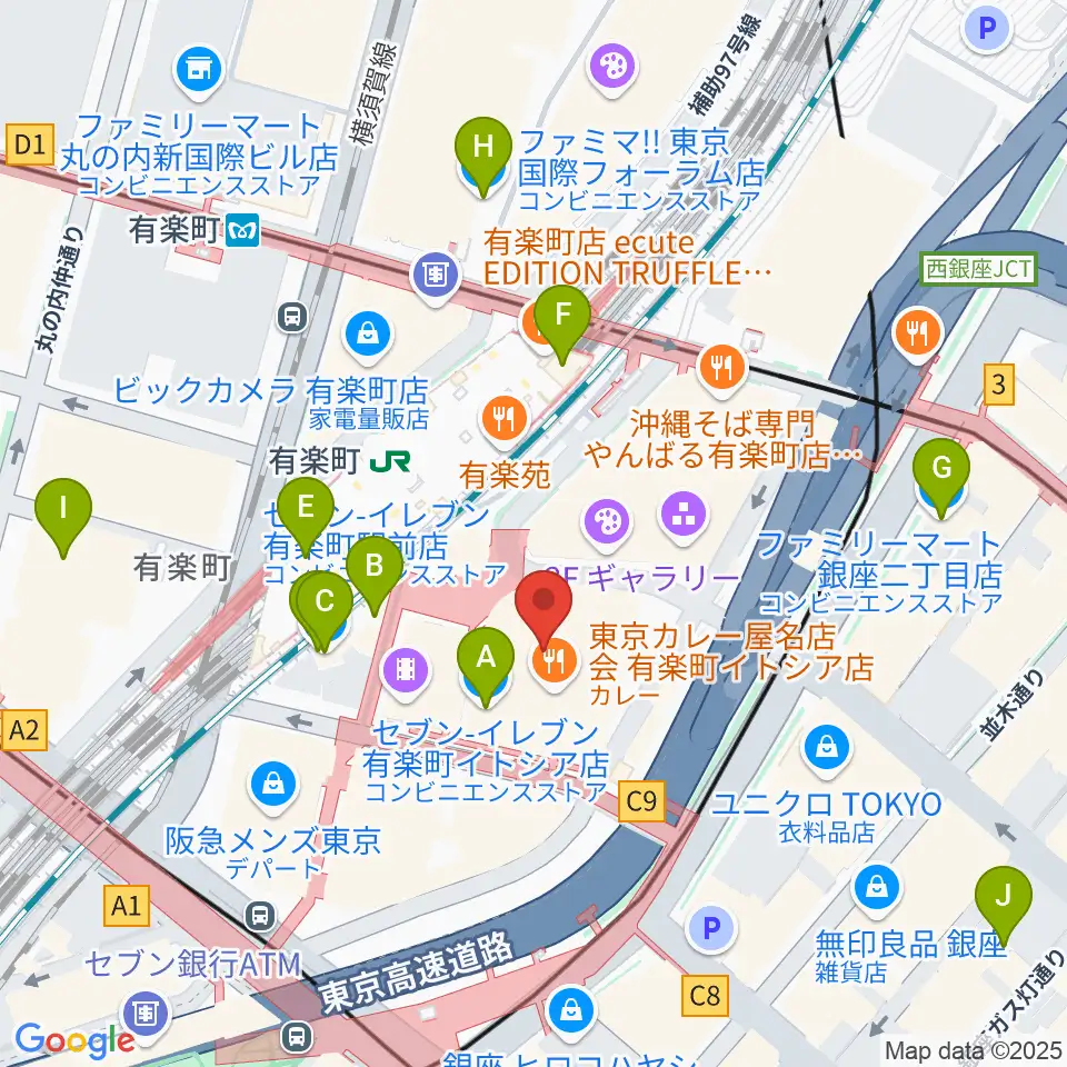 ヒューマントラストシネマ有楽町周辺のコンビニエンスストア一覧地図