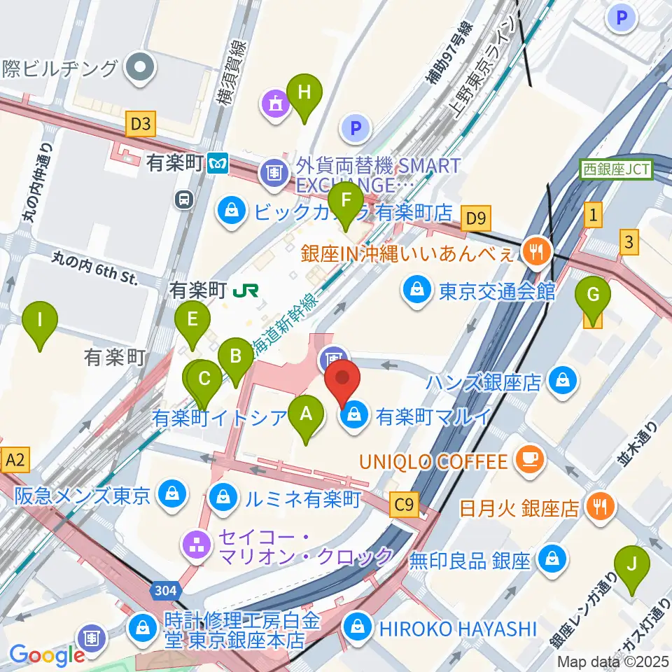 ヒューマントラストシネマ有楽町周辺のコンビニエンスストア一覧地図