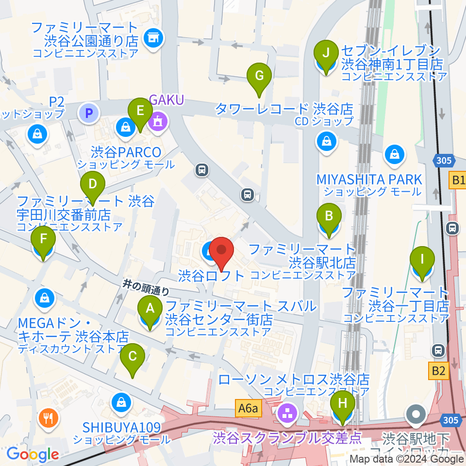 渋谷シネクイント周辺のコンビニエンスストア一覧地図