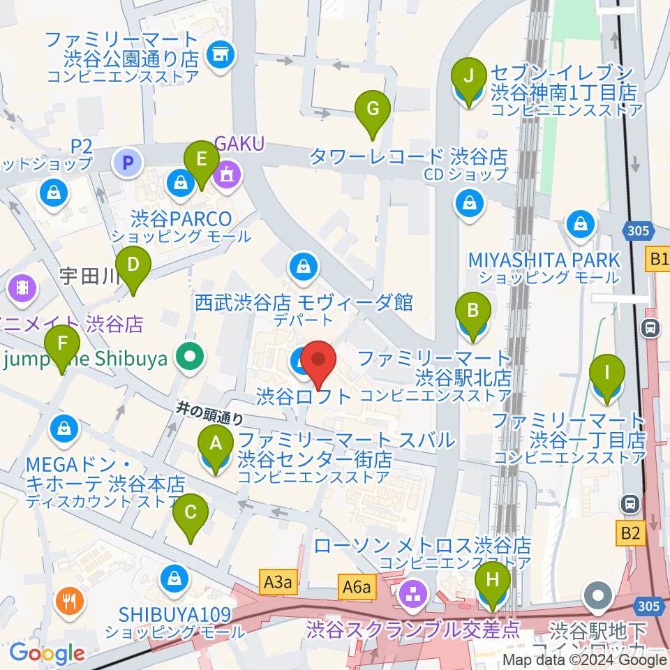 渋谷シネクイント周辺のコンビニエンスストア一覧地図