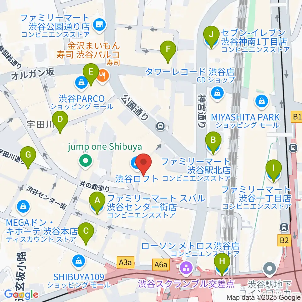 渋谷シネクイント周辺のコンビニエンスストア一覧地図