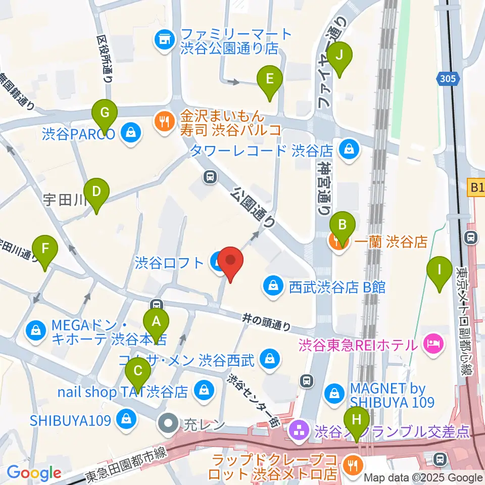 渋谷シネクイント周辺のコンビニエンスストア一覧地図