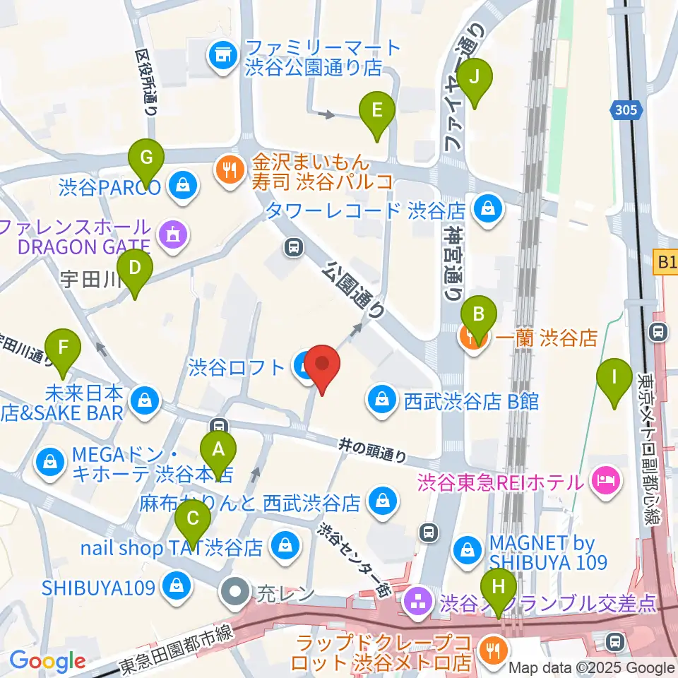 渋谷シネクイント周辺のコンビニエンスストア一覧地図