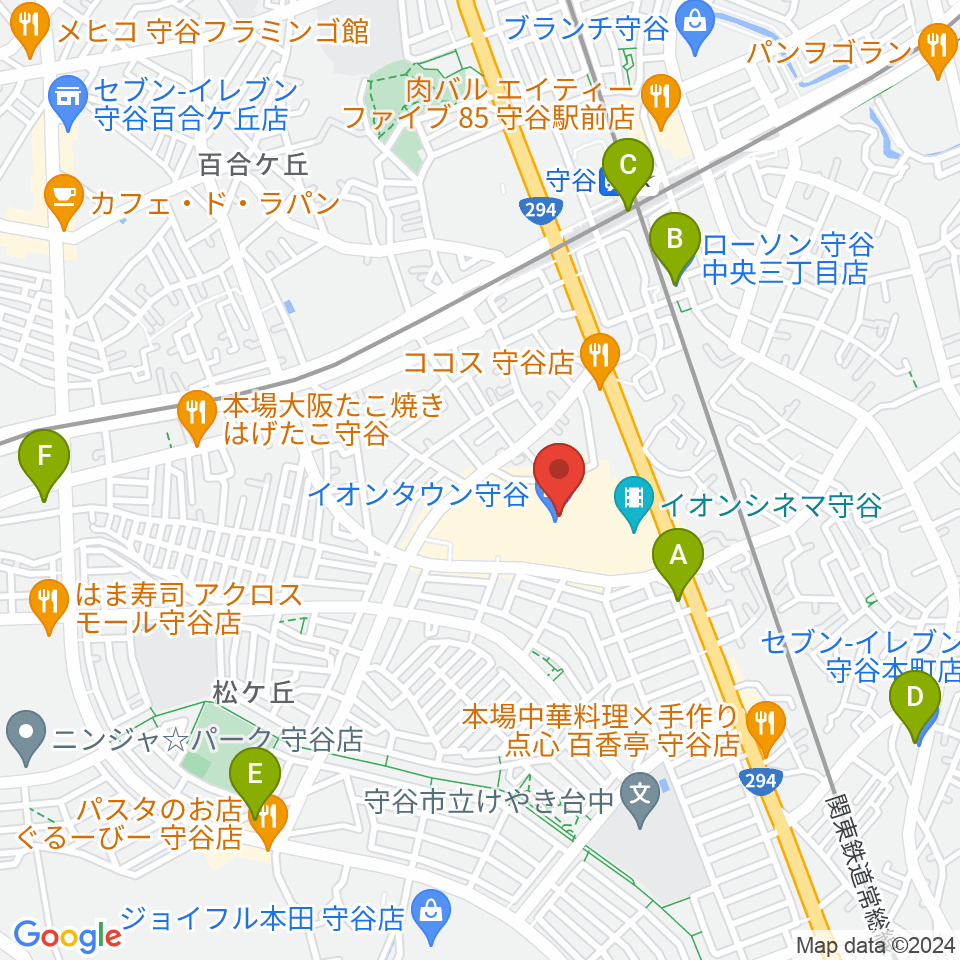 ウインズ・ユー守谷店周辺のコンビニエンスストア一覧地図