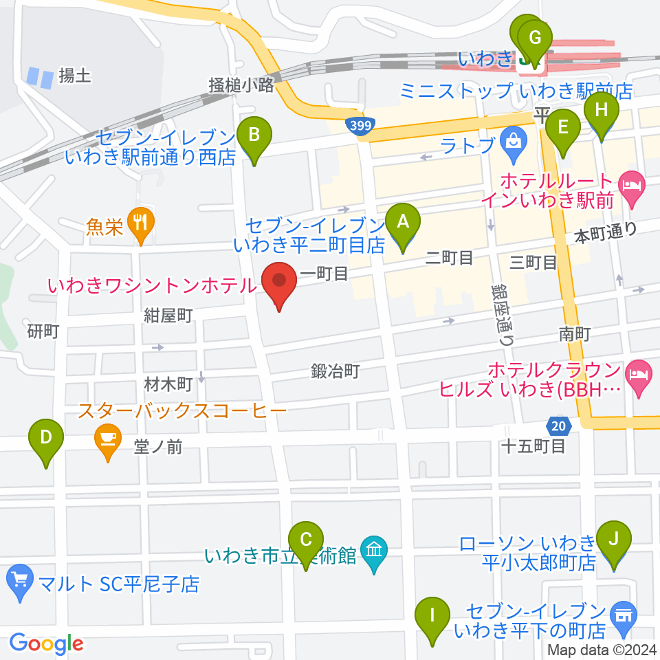 ウインズ・ユーいわき店周辺のコンビニエンスストア一覧地図