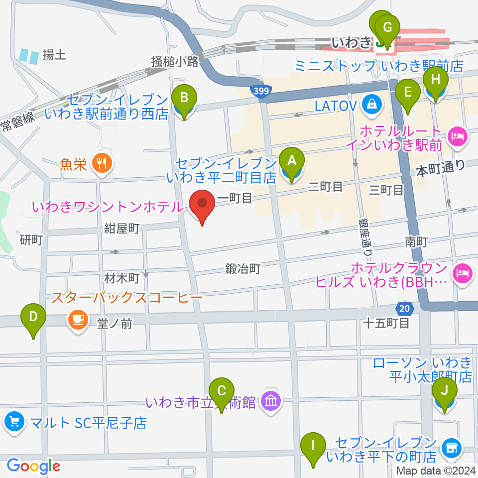 ウインズ・ユーいわき店周辺のコンビニエンスストア一覧地図