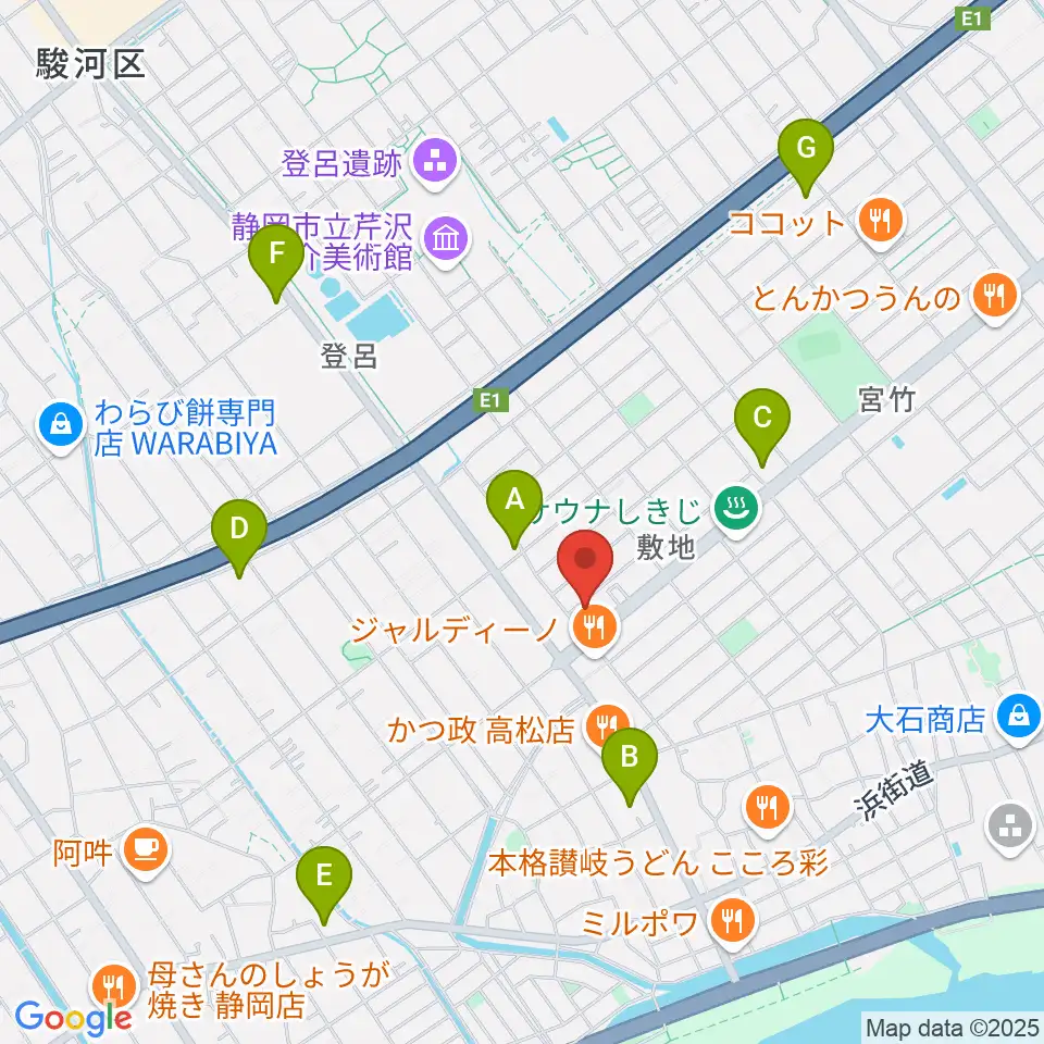 音楽天国・静岡駿河店周辺のコンビニエンスストア一覧地図