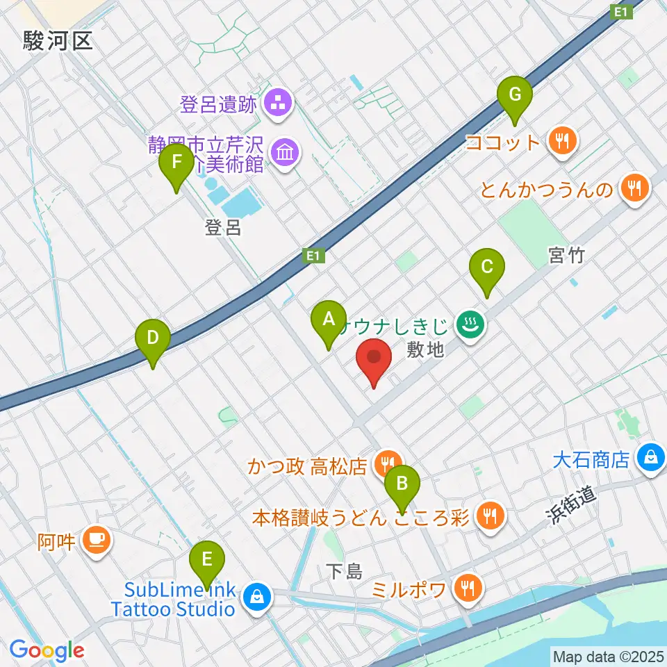 音楽天国・静岡駿河店周辺のコンビニエンスストア一覧地図