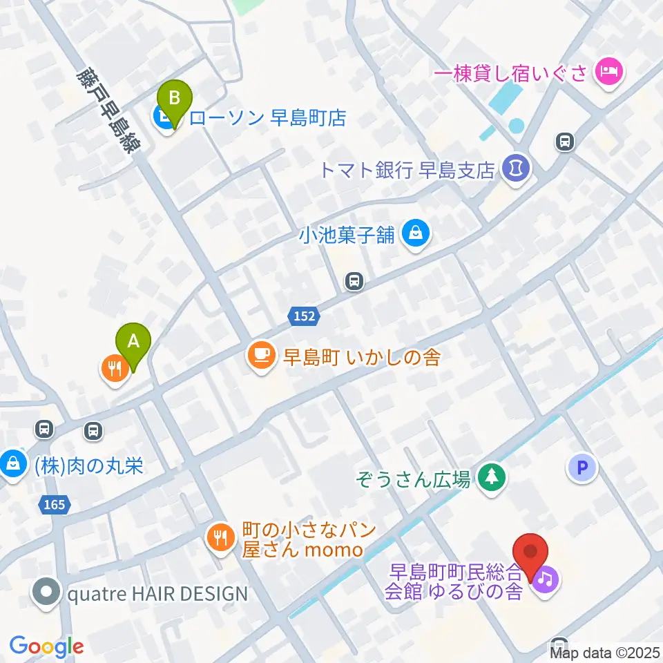 早島町町民総合会館ゆるびの舎周辺のコンビニエンスストア一覧地図