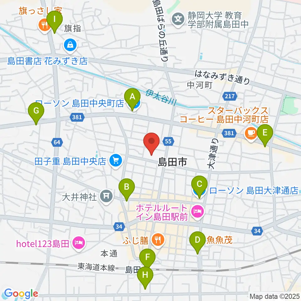 島田市民総合施設プラザおおるり周辺のコンビニエンスストア一覧地図
