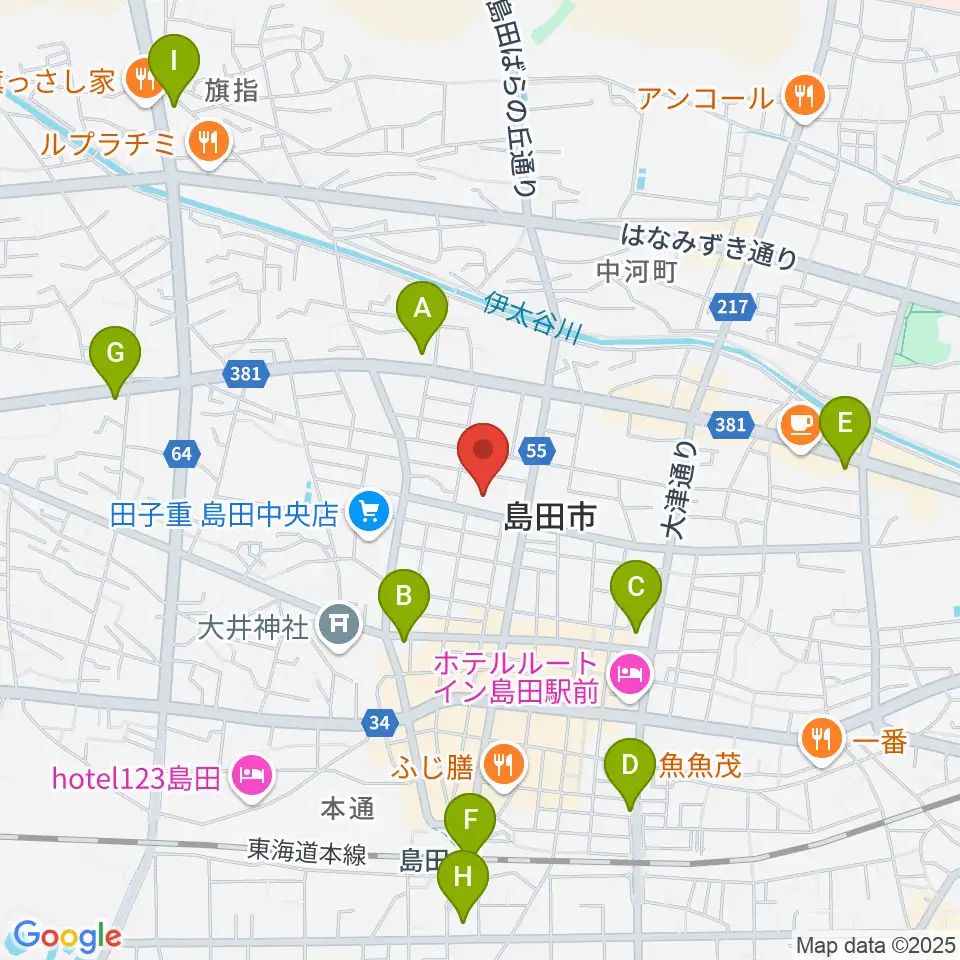 島田市民総合施設プラザおおるり周辺のコンビニエンスストア一覧地図