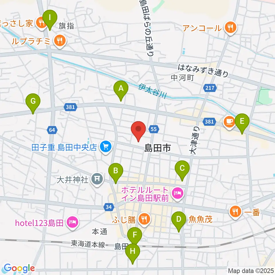 島田市民総合施設プラザおおるり周辺のコンビニエンスストア一覧地図
