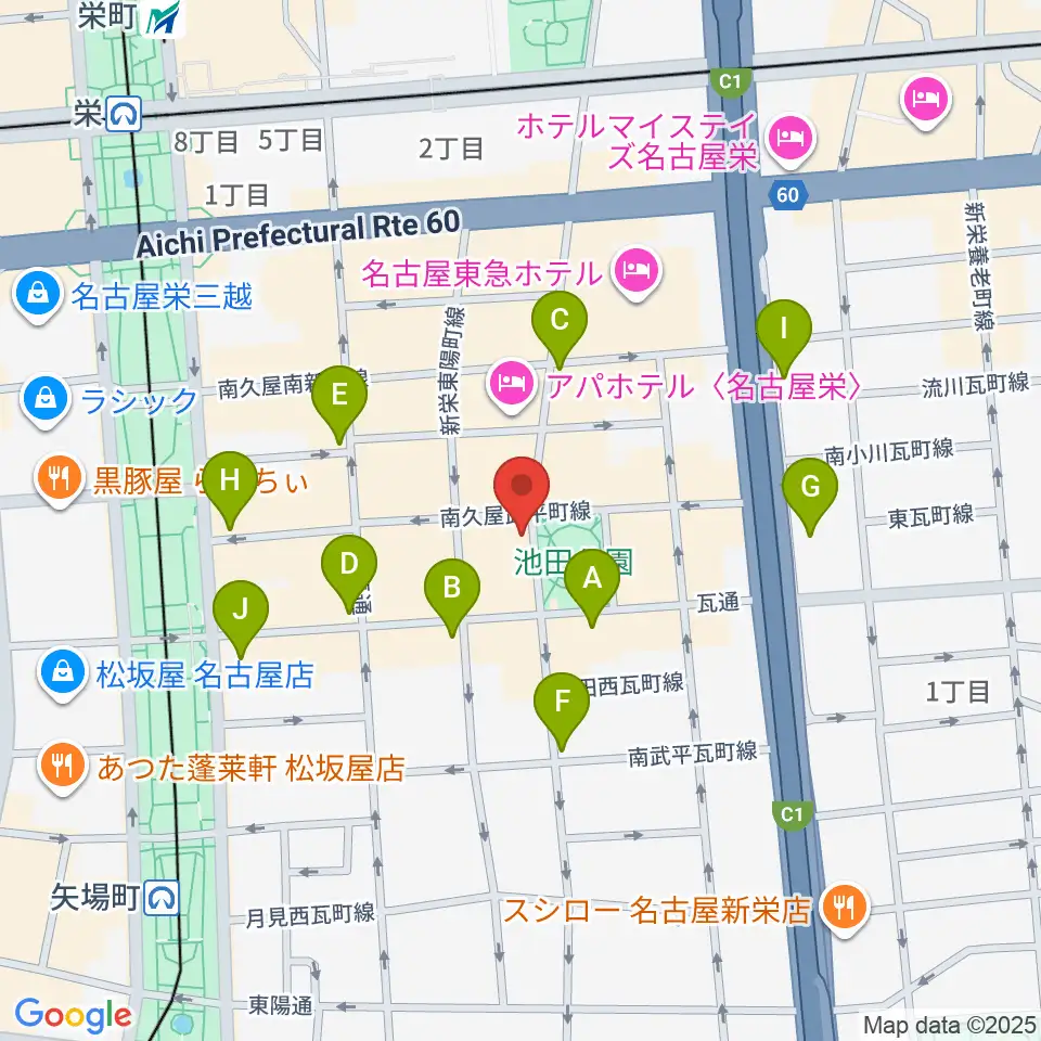 名古屋栄Brushup周辺のコンビニエンスストア一覧地図