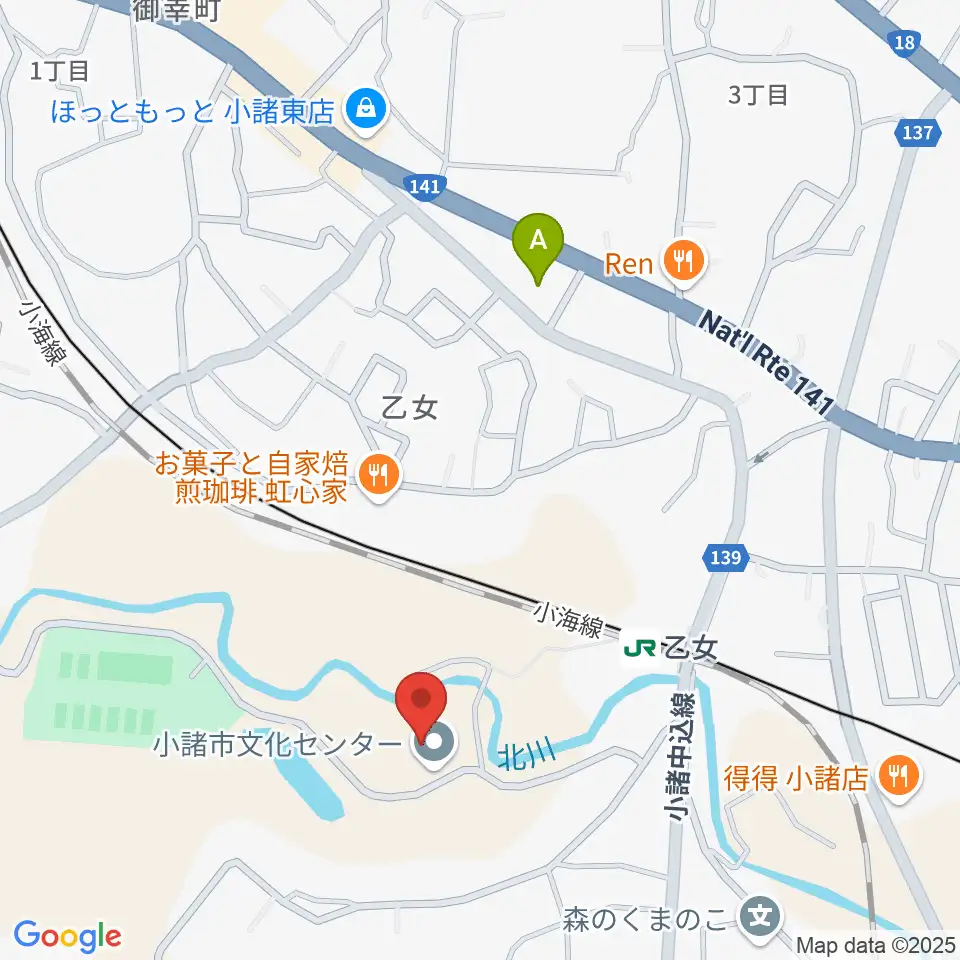 小諸市文化会館周辺のコンビニエンスストア一覧地図