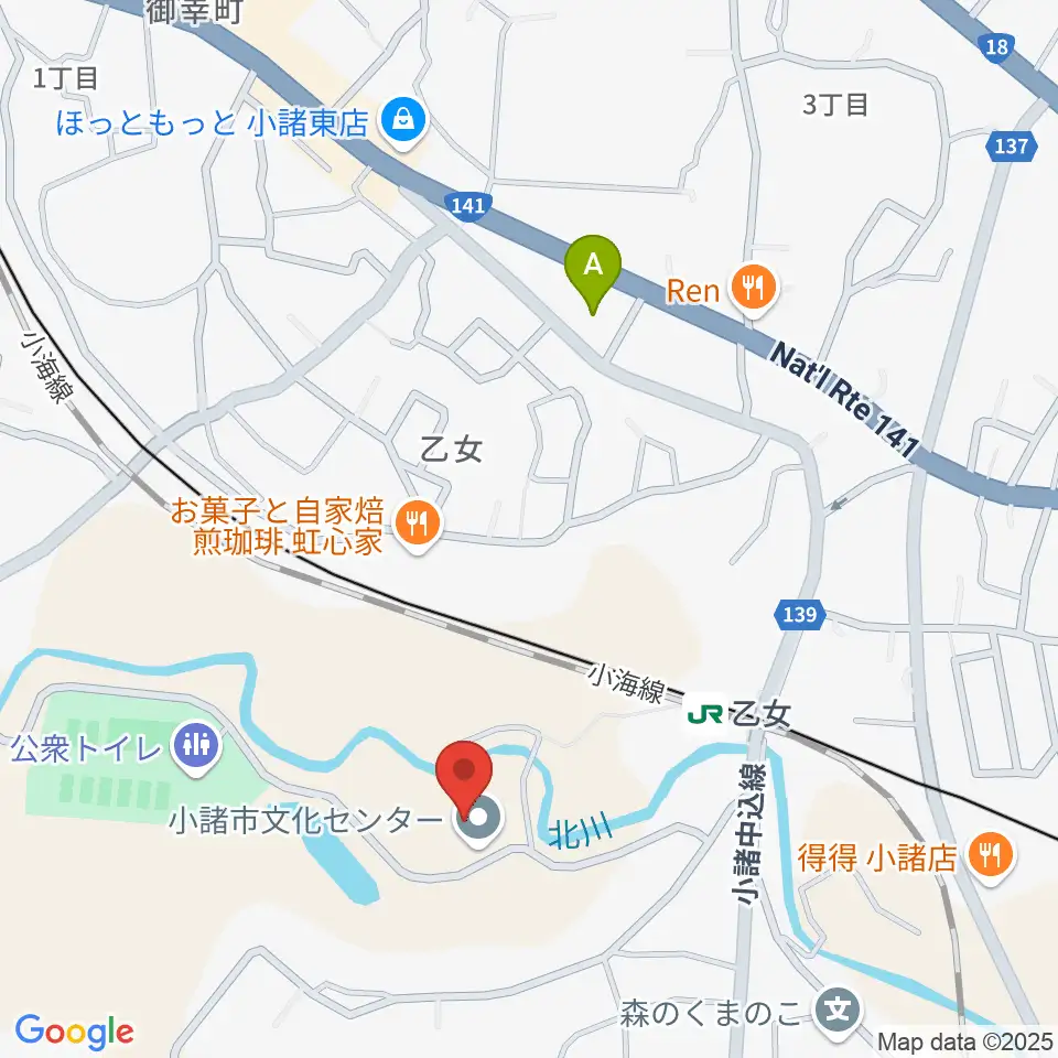 小諸市文化会館周辺のコンビニエンスストア一覧地図
