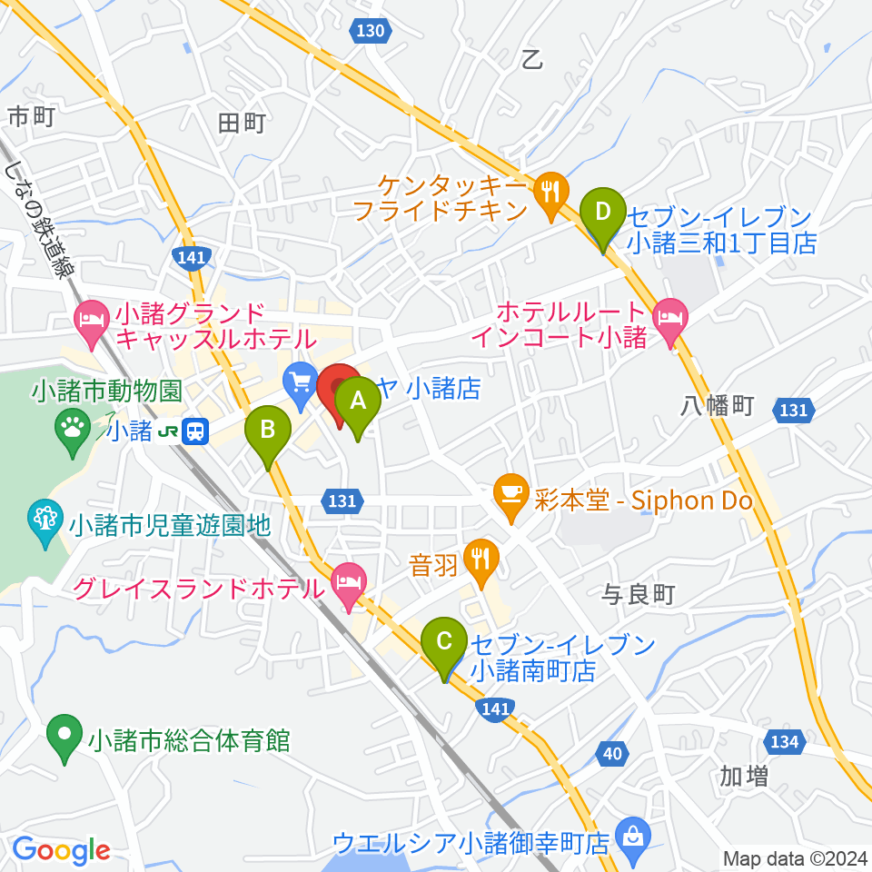 小諸市市民交流センター周辺のコンビニエンスストア一覧地図