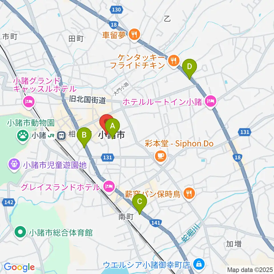 小諸市市民交流センター周辺のコンビニエンスストア一覧地図