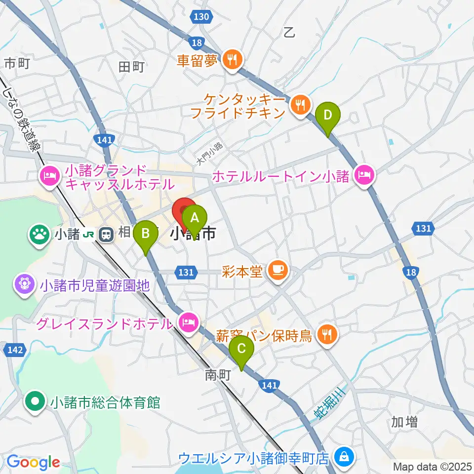 小諸市市民交流センター周辺のコンビニエンスストア一覧地図