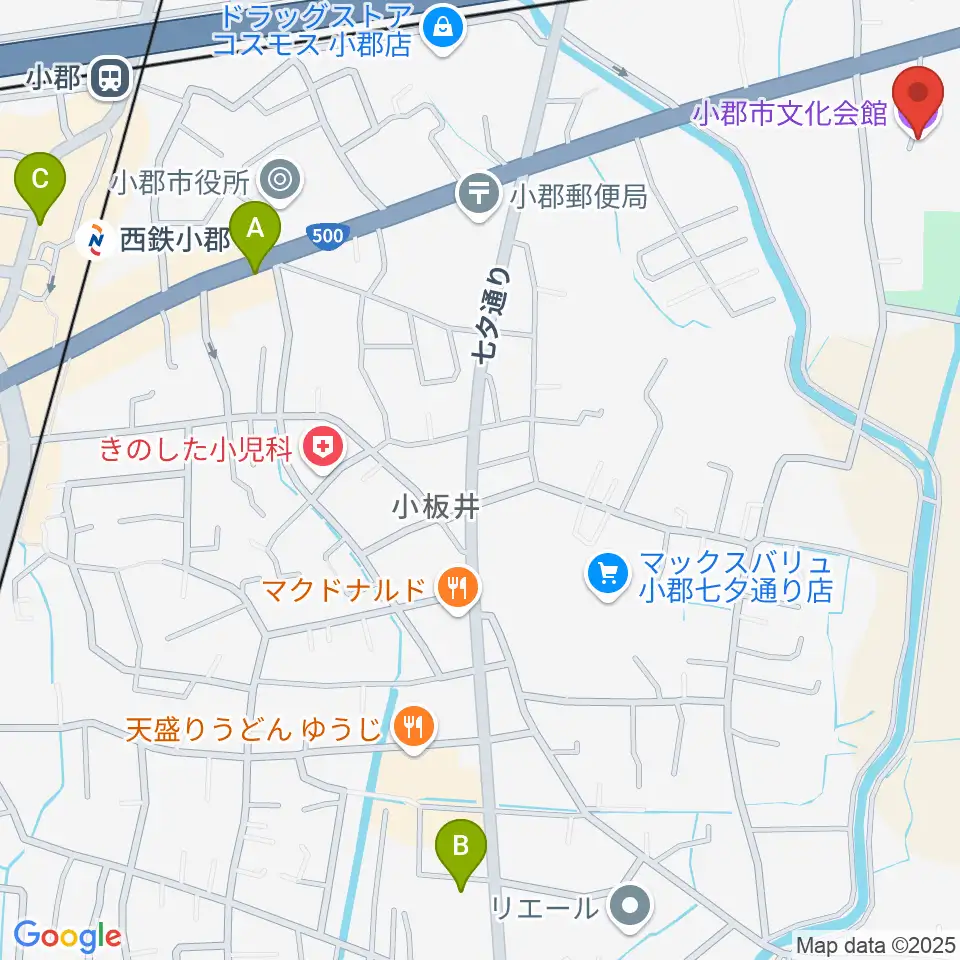 小郡市文化会館周辺のコンビニエンスストア一覧地図