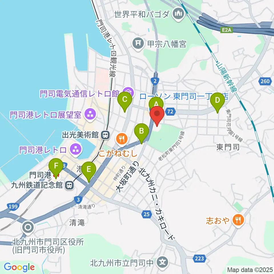 門司市民会館周辺のコンビニエンスストア一覧地図