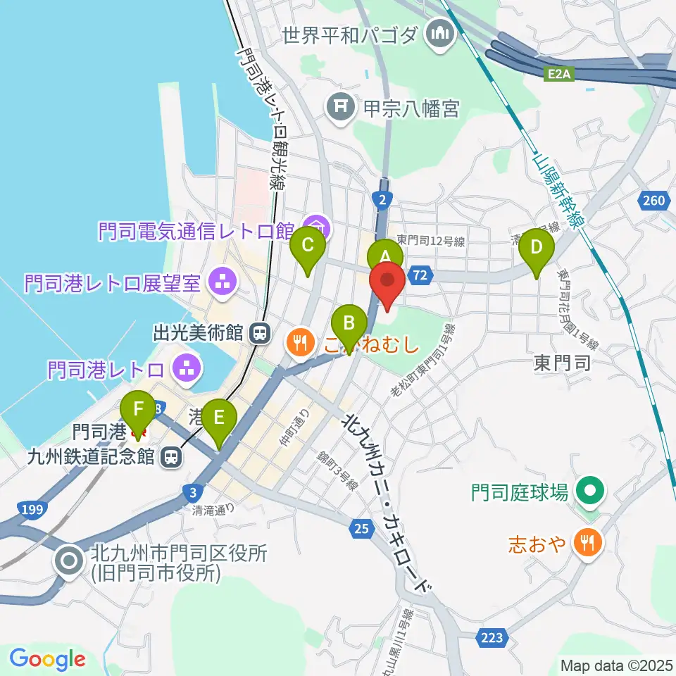 門司市民会館周辺のコンビニエンスストア一覧地図