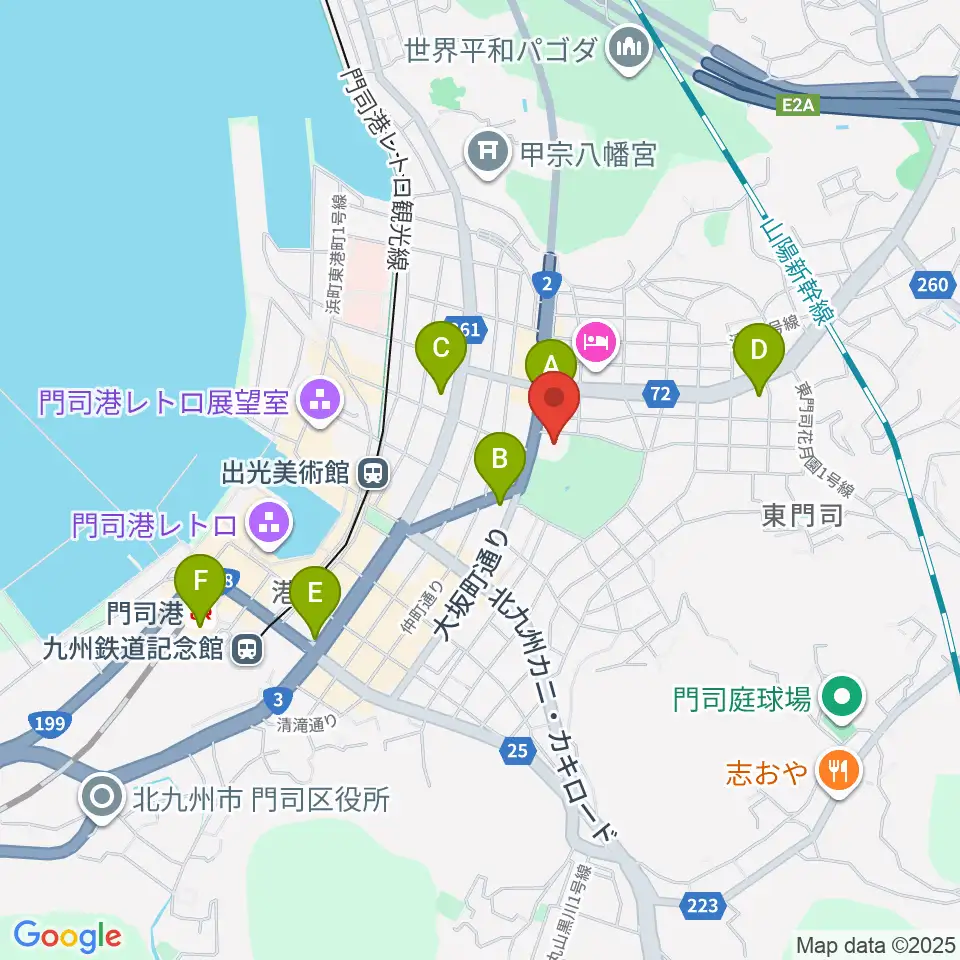 門司市民会館周辺のコンビニエンスストア一覧地図