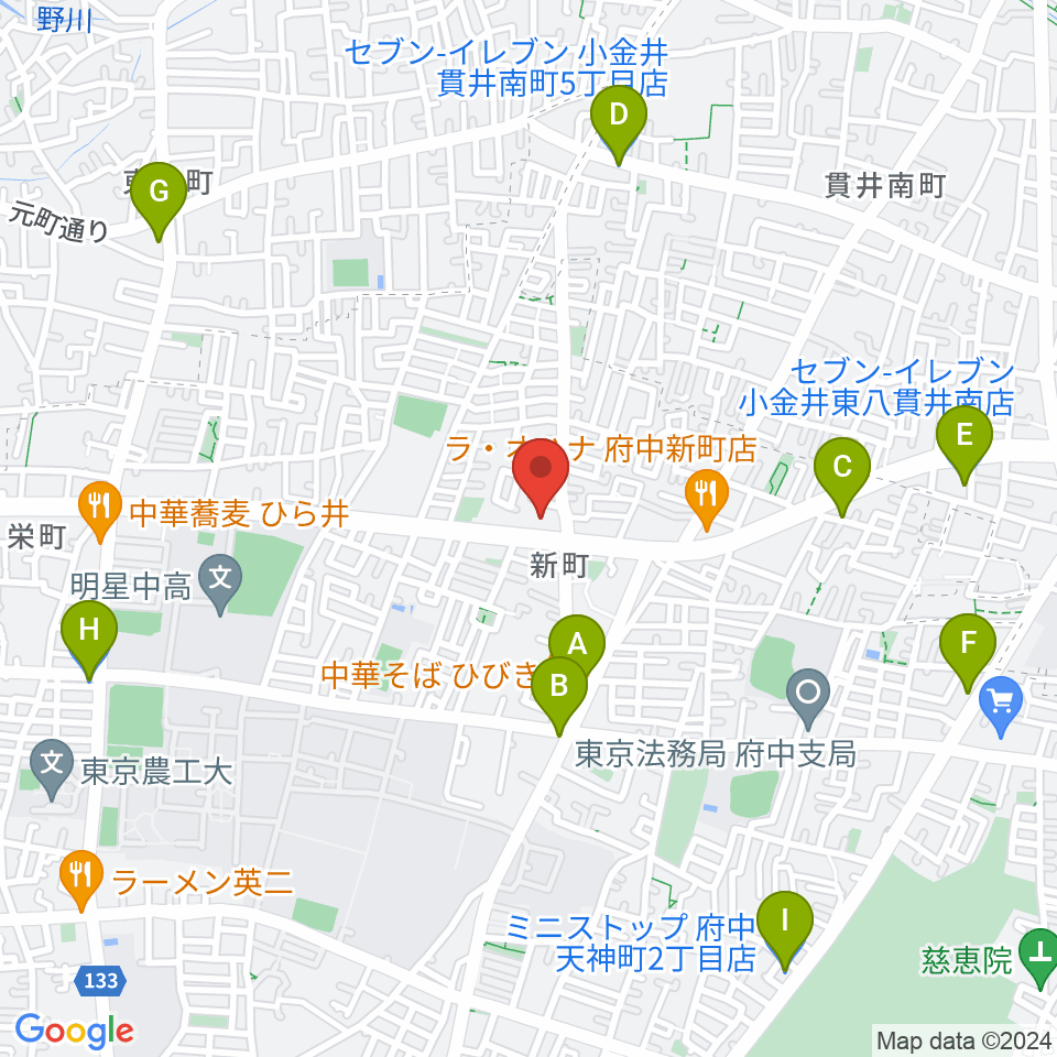 府中スタジオパステル周辺のコンビニエンスストア一覧地図