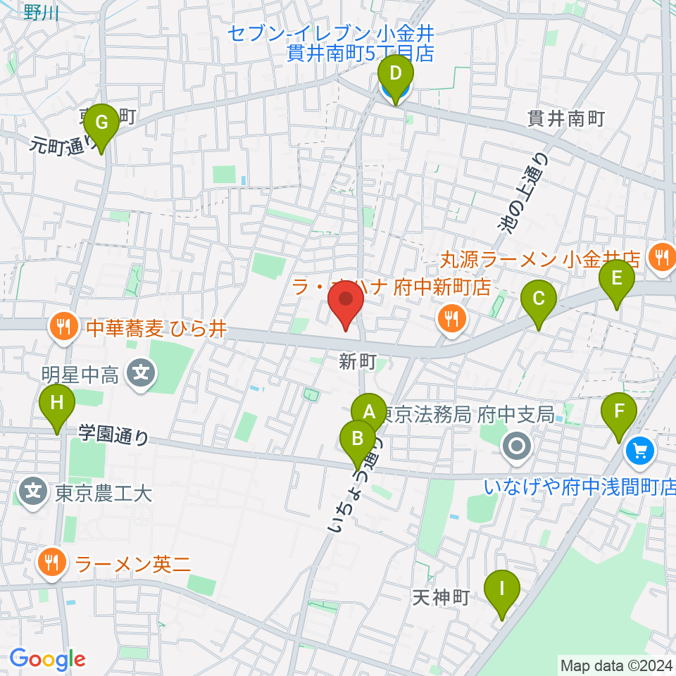 府中スタジオパステル周辺のコンビニエンスストア一覧地図