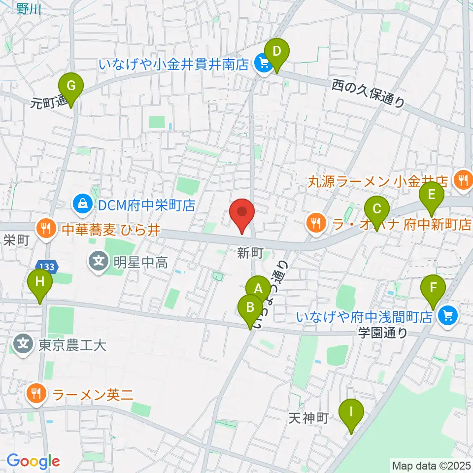 府中スタジオパステル周辺のコンビニエンスストア一覧地図