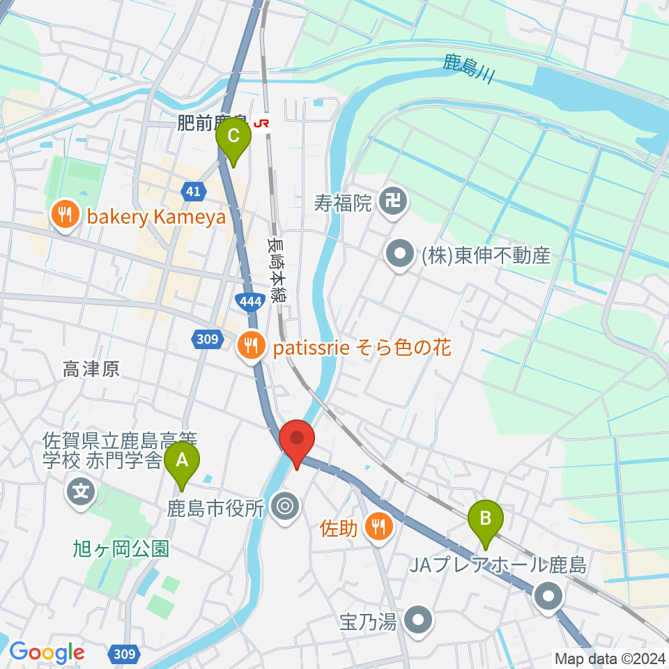 鹿島市生涯学習センター・エイブル周辺のコンビニエンスストア一覧地図