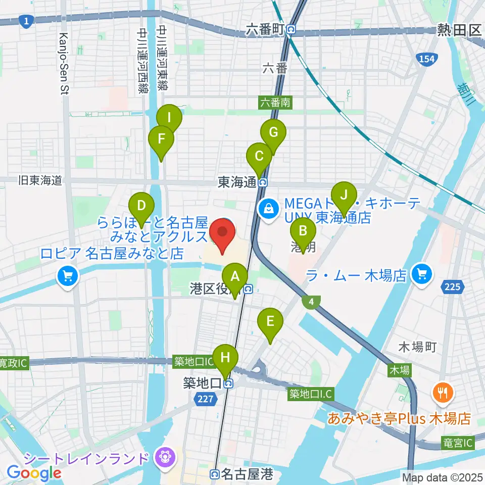 島村楽器ららぽーと名古屋みなとアクルス店周辺のコンビニエンスストア一覧地図