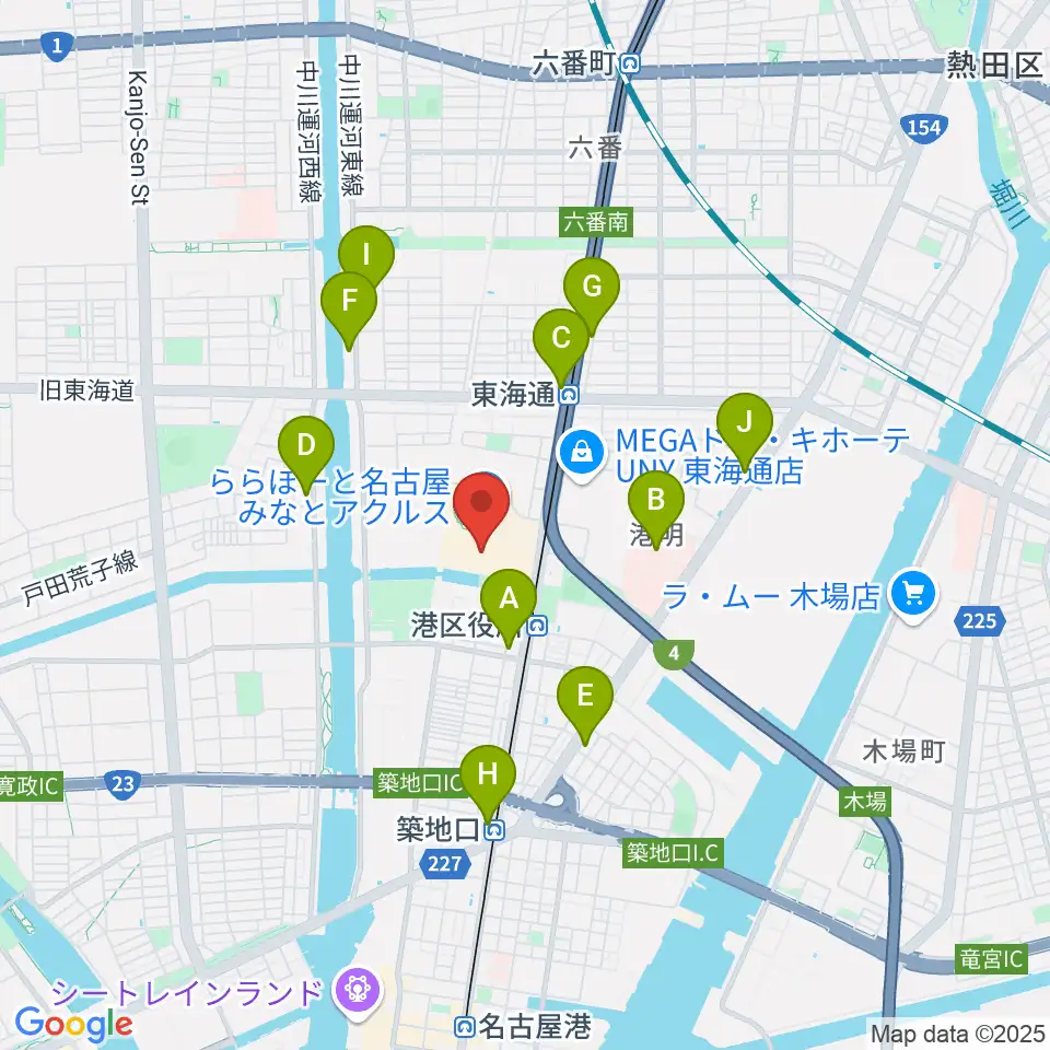 島村楽器ららぽーと名古屋みなとアクルス店周辺のコンビニエンスストア一覧地図
