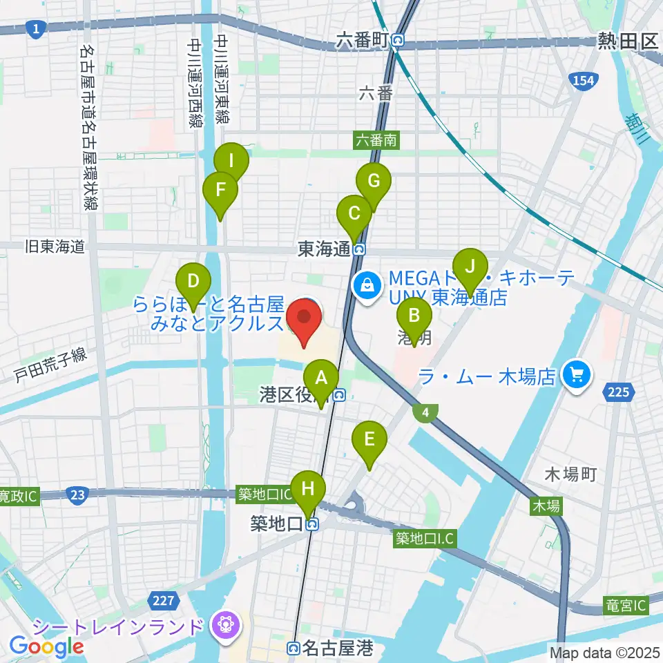 島村楽器ららぽーと名古屋みなとアクルス店周辺のコンビニエンスストア一覧地図