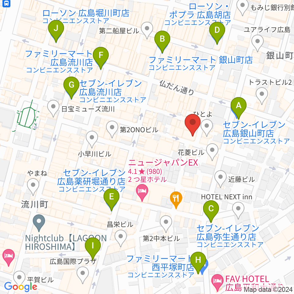 広島CONQUEST周辺のコンビニエンスストア一覧地図