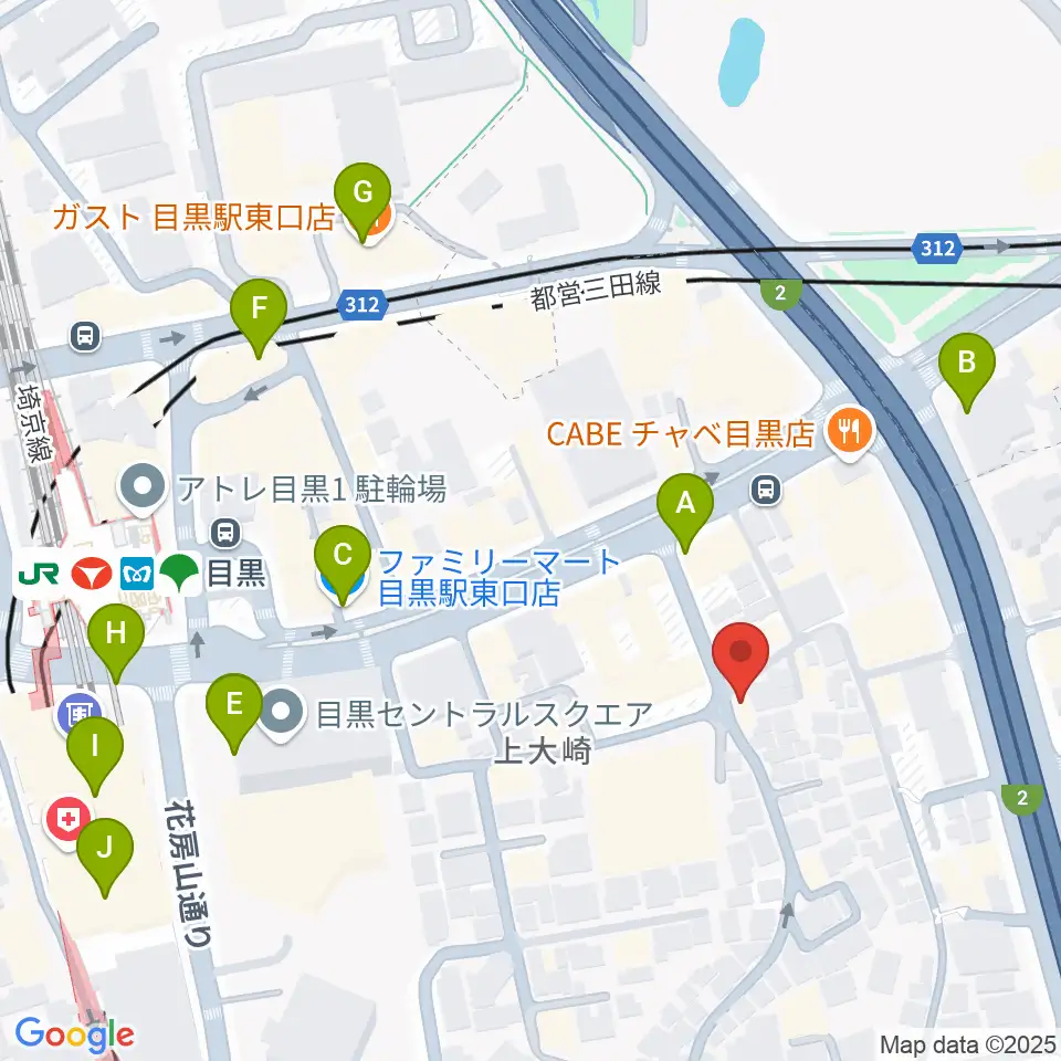 目黒Cozy周辺のコンビニエンスストア一覧地図