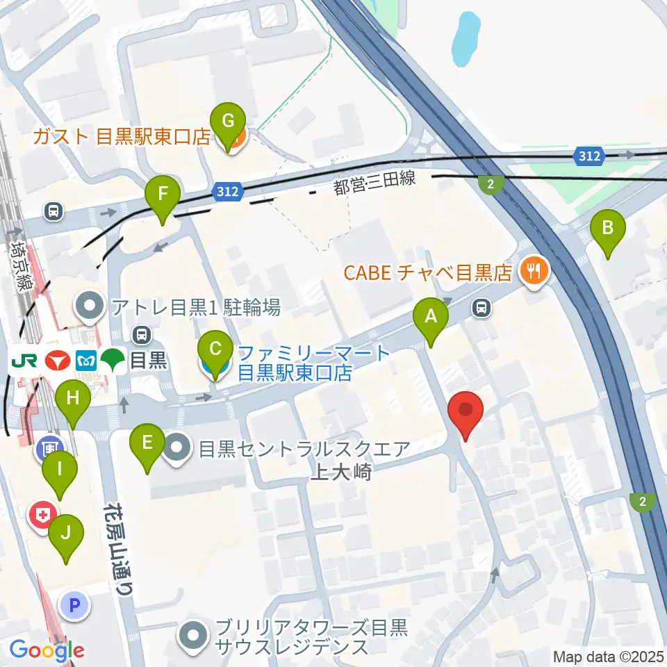 目黒Cozy周辺のコンビニエンスストア一覧地図