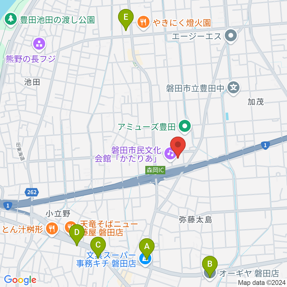 かたりあ 磐田市民文化会館周辺のコンビニエンスストア一覧地図