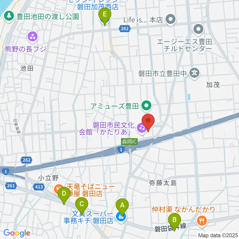 かたりあ 磐田市民文化会館周辺のコンビニエンスストア一覧地図
